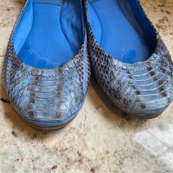 TORY BURCH Eddie Watersnake Light Blue Snake Ballet Flats Size sz 5.5 M - Picture 7 of 13